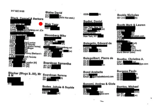 Roman Catholic paedophile Ex PM Tony Blair on Jewish paedophile Jeffrey Epsteins phone book