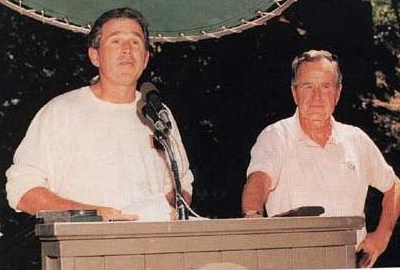 Christian paedophiles Ex POTUS Bush Sr/Jr at Bohemian Grove where black children were hanged
