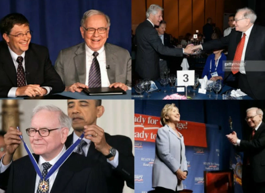 Alleged child Killer Warren Buffett with the paedophile Clintons, Obama and Bill Gates