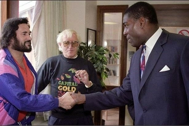 Roman Catholic Satanist paedophile Jimmy Savile with serial killer Peter Sutcliffe