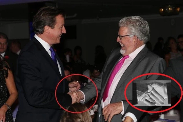 Ex PM Christian Jew David Cameron with paedophile Rolf Harris