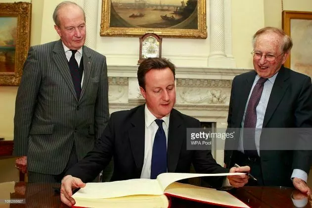 Ex PM Christian Jew David Cameron with Jewish paedophile Greville Janner