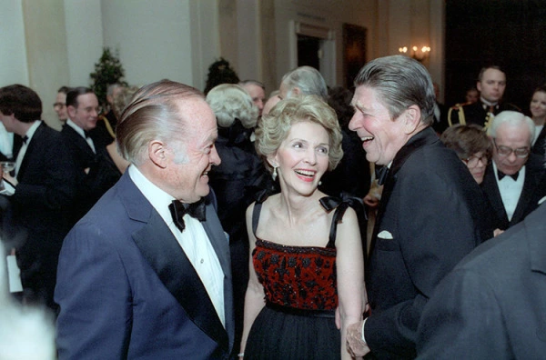 Paedophile zoophile President Ronald Reagan, paedophile Nancy Reagan with paedophile actor Bob Hope