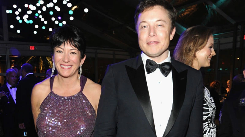 Jewish billionaire Tesla Boss Elon Musk with Jewish paedophile Ghislaine Maxwell 