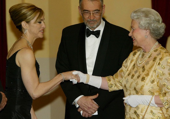 Paedophile Madonna with Queen Elizabeth II