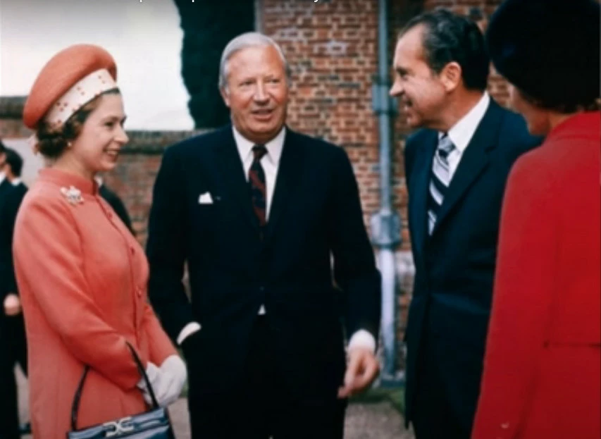 Queen Elizabeth with paedophile PM Edward Heath & paedophile President Richard Nixon