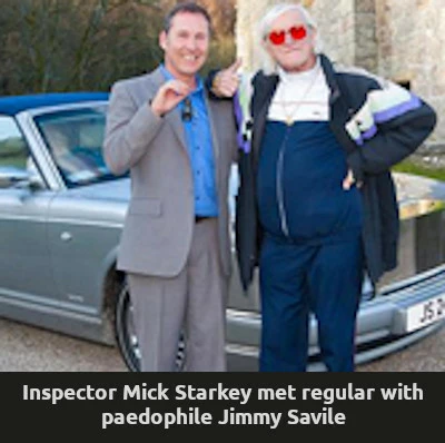 Roman Catholic Satanist paedophile Jimmy Savile with friend Mick Starkey of West Yorkshire police