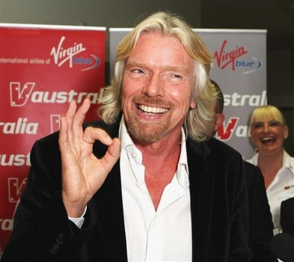 Paedophile Richard Branson 666 Hand Signs
