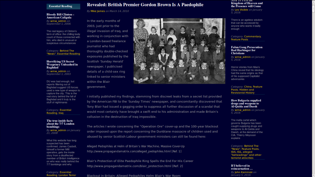 Report By Mike James that claims Gordon Brown is a paedophile