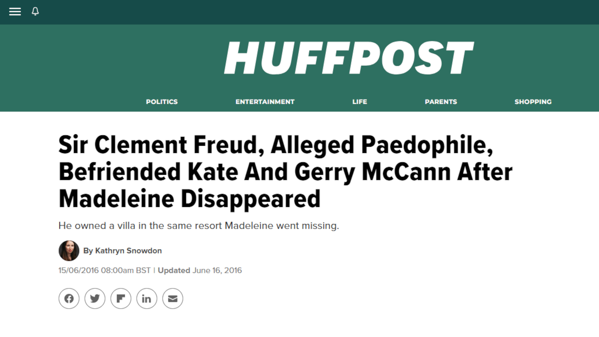 Jew Clement Freud Befriended Kate & Gerry McCann 