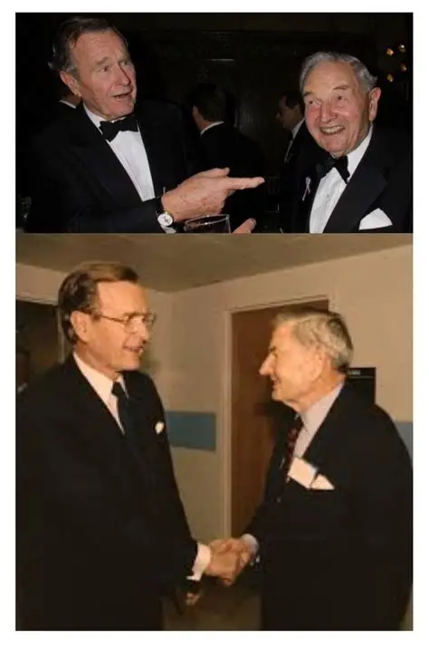 Nepiophile George H W Bush With Paedophile Child Killer David Rockefeller
