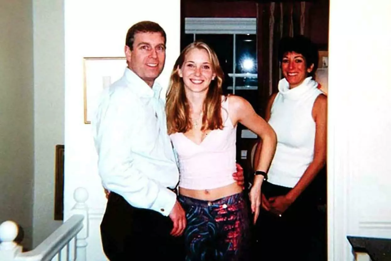 Paedophile Prince Andrew & Jewish paedophile Ghislaine Maxwell with abuse victim