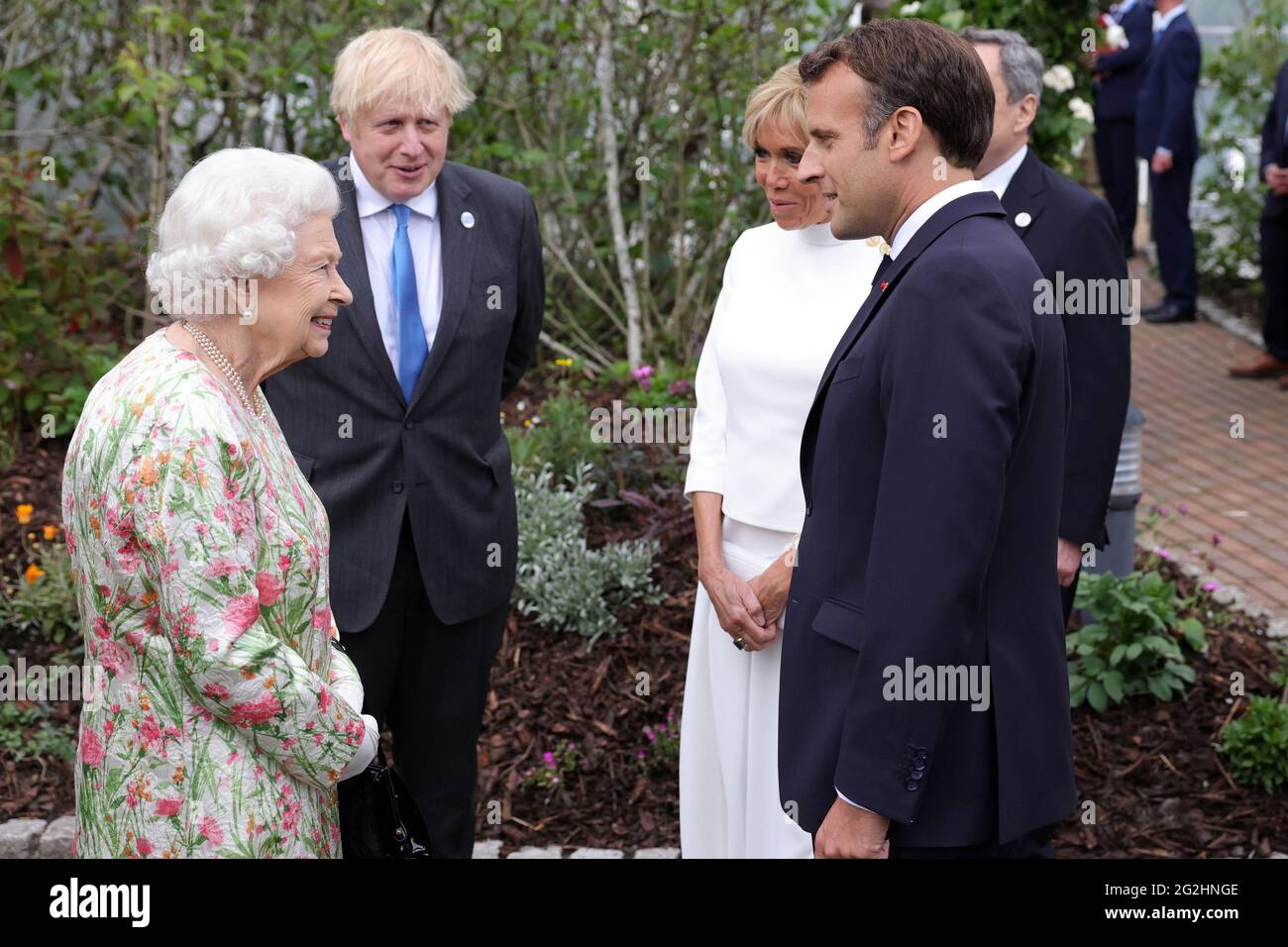 Queen Elizabeth with child molester Brigitte Macron