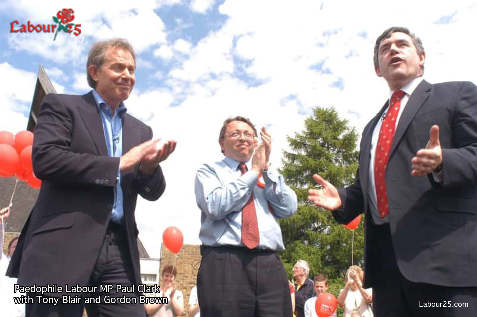 Paedophile Labour member of parliament Paul Clark with paedophiles Tony Blair & Gordon Brown