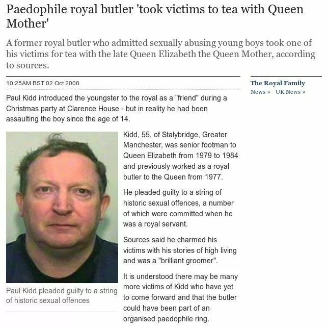 Queen Elizabeth & The Queen Mothers former Butler ran a paedophile ring while working for the royals