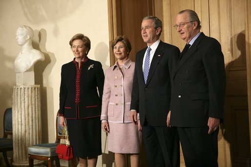 Paedophile G W Bush (911) with paedophile King Albert II - See Dutroux Case