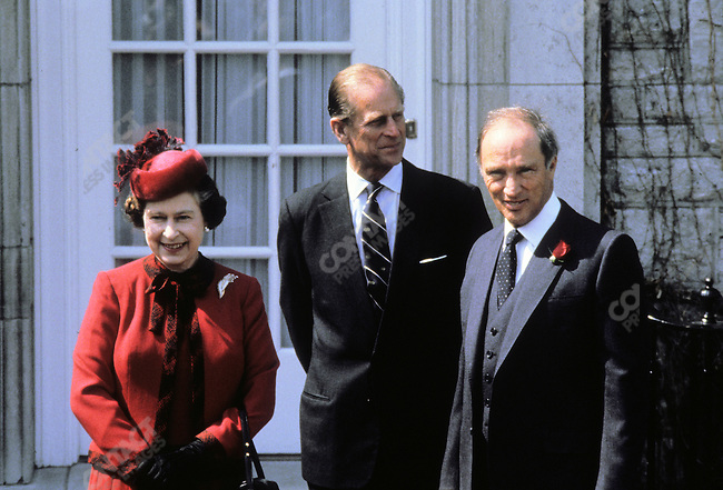 Paedophile child killer Pierre Trudeau with Queen Elizabeth II & Prince Philip