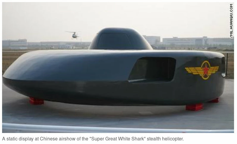 Chinese military helicopter that looks like a UFO which can be used to hoax citizens