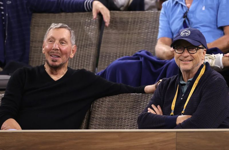 Jew Larry Ellison With Paedophile Bill Gates