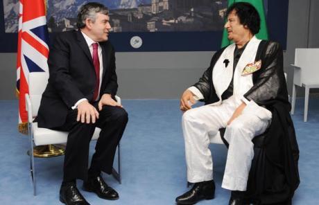 Freemason Paedophile Gordon Brown with Paedophile Muammar Gaddafi