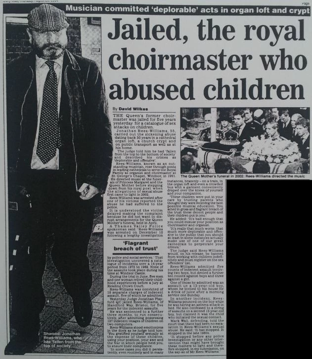 Paedophile Jonathan Rees-Williams who was Queen Elizabeths Ex Organist & Choir Master